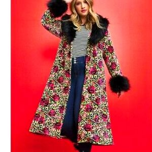 Betsey Johnson Coat Leopard Floral TORRID Size 1